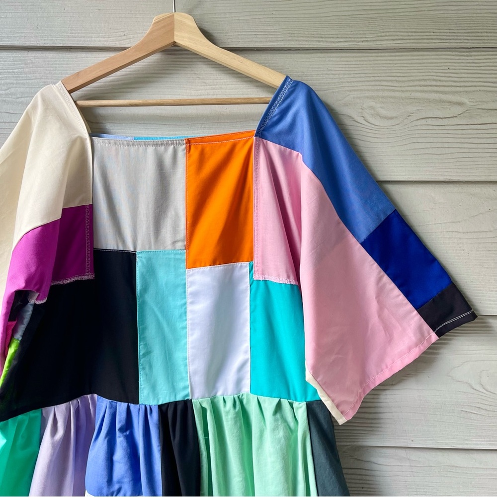 Handmade Quilted Patchwork Colorblock Dress SKU 12157 - Picture 10 of 14